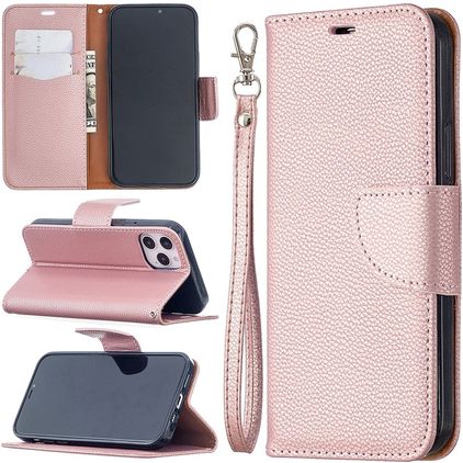 Mobigear Excellent iPhone 12 Pro Hülle Klapphülle Geldbörse - Roségold