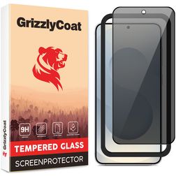 GrizzlyCoat Easy Fit Samsung Galaxy S25 Edge Panzerglas Gehärtetes Glas Displayschutz Privacy - Hüllenfreundlich + Applikator - Schwarz