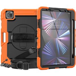 Mobigear SureGrip Xtreme iPad Air 11 Zoll (2025) Hülle Kunststoff,Silikon Backcover + Stifthalter + Schulterträger + Ständer - Orange