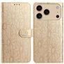 Mobigear Flowers iPhone 17 Pro Hülle Klapphülle Geldbörse - Gold