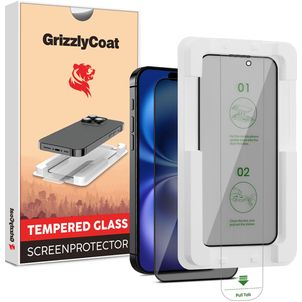 GrizzlyCoat AlignPro AntiSpy iPhone 16 Plus Panzerglas Gehärtetes Glas Displayschutz Privacy - Hüllenfreundlich + Applikator