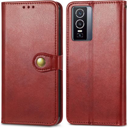 Mobigear Snap Button Vivo Y76 Hülle Klapphülle Geldbörse - Rot