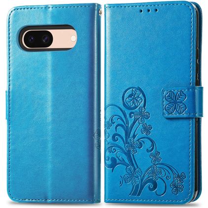 Mobigear Clover Google Pixel 8a Hülle Klapphülle Geldbörse - Blau