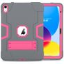 Mobigear ShieldStand iPad 10 (2022) Hülle Kunststoff,Silikon Backcover + Ständer - Pink / Grau