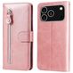 Mobigear Zipper iPhone 17 Pro Hülle Klapphülle Geldbörse - Roségold