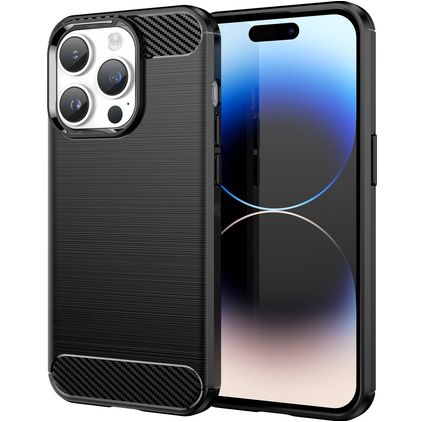 Mobigear Brushed Slim iPhone 15 Pro Max Hülle Flexibles TPU Backcover - Schwarz