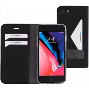 Mobiparts Classic Wallet iPhone 8 Hülle Klapphülle Geldbörse - Schwarz