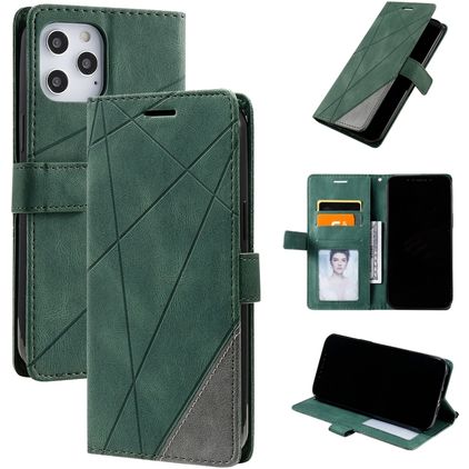 Mobigear Rhombus iPhone 12 Pro Max Hülle Klapphülle Geldbörse - Grün