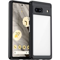Mobigear Crystal Google Pixel 7a Hülle Hardcase Backcover - Transparent / Schwarz