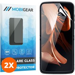 Mobigear Premium Motorola Razr (2022) Panzerglas Gehärtetes Glas Displayschutz - Hüllenfreundlich - Schwarz (2er Pack)