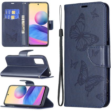 Mobigear Butterfly POCO M3 Pro Hülle Klapphülle Geldbörse - Blau