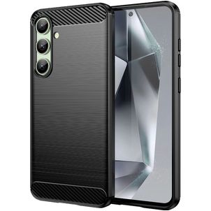 Mobigear Brushed Slim Samsung Galaxy S24 FE Hülle Flexibles TPU Backcover - Schwarz