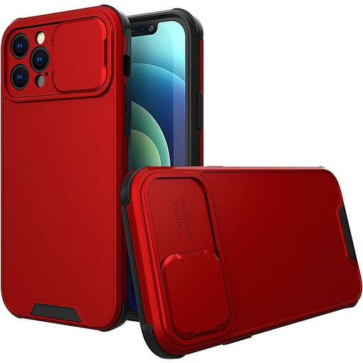 Mobigear Cam Slide iPhone 14 Plus Hülle Hardcase Backcover mit Kamera Slider - Rot