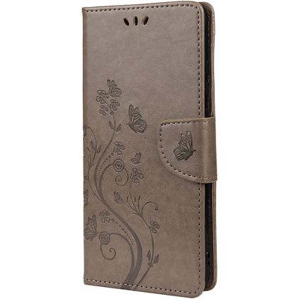 Mobigear Flowers Xiaomi Redmi Note 10 5G Klapphülle Portemonnaie - Grau