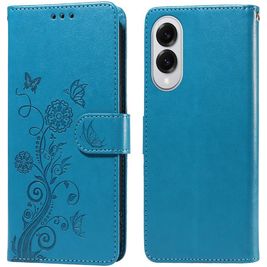 Mobigear Flowers Samsung Galaxy S25 Edge Hülle Klapphülle Geldbörse - Blau
