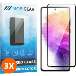 Mobigear Premium Samsung Galaxy A73 Panzerglas Gehärtetes Glas Displayschutz - Hüllenfreundlich - Schwarz (3er Pack)