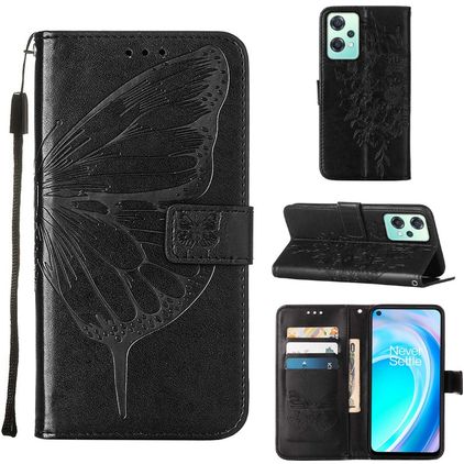 Mobigear Butterfly Realme 9 Pro Hülle Klapphülle Geldbörse - Schwarz
