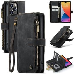 Caseme C30 iPhone 14 Pro Hülle Klapphülle Geldbörse - Schwarz
