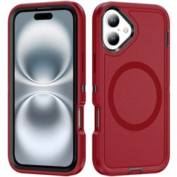 Mobigear Rugged Mag iPhone 16 Plus MagSafe Hülle Hardcase Backcover Stoßfest - Rot