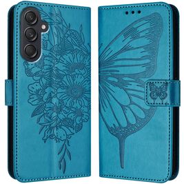 Mobigear Butterfly Samsung Galaxy M55 Hülle Klapphülle Geldbörse - Blau