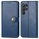 Mobigear Snap Button Samsung Galaxy S25 Ultra Hülle Klapphülle Geldbörse - Blau