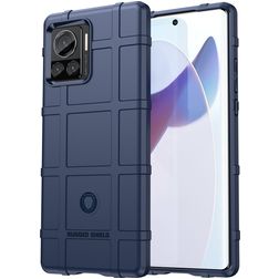 Mobigear Rugged Shield Motorola Edge 30 Ultra Hülle Flexibles TPU Backcover Stoßfest - Blau