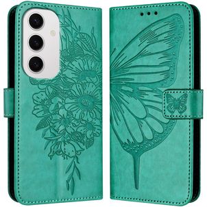 Mobigear Butterfly Samsung Galaxy S24 FE Hülle Klapphülle Geldbörse - Grün