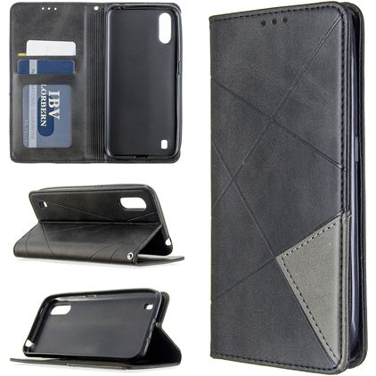 Mobigear Rhombus Slim Samsung Galaxy A01 Hülle Klapphülle - Schwarz