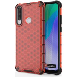 Mobigear Honeycomb Huawei Y6p Hülle Hardcase Backcover Stoßfest - Rot