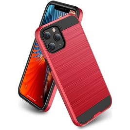 Mobigear Brushed Armor iPhone 12 Pro Max Hülle Hardcase Backcover Stoßfest - Rot