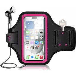 Mobigear Go Active Handyhalterung Joggen OPPO A16 Sporthülle Neopren Sportarmband - Pink