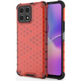 Mobigear Honeycomb HONOR X8 Hülle Hardcase Backcover Stoßfest - Rot