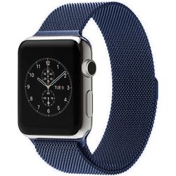 Mobigear Style Loop Milanaise Apple Watch Armband Magnetverschluss - 49/46/45/44 mm - Blau