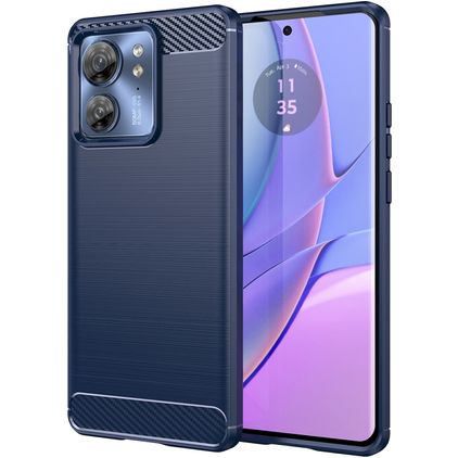 Mobigear Brushed Slim Motorola Edge 40 Hülle Flexibles TPU Backcover - Blau