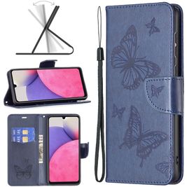 Mobigear Butterfly Samsung Galaxy A33 Hülle Klapphülle Geldbörse - Blau