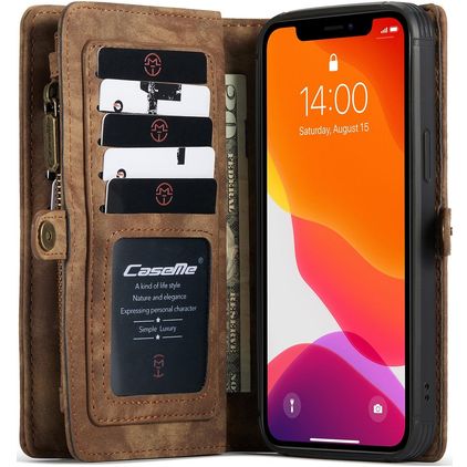 Caseme 008 iPhone 12 Pro Hülle Abnehmbare 2in1 Klapphülle Geldbörse - Braun