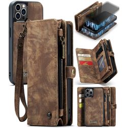 Caseme 008 iPhone 12 Pro Max Hülle Abnehmbare 2in1 Klapphülle Geldbörse - Braun