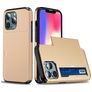 Mobigear Card iPhone 13 Hülle Hardcase Backcover Stoßfest mit Kartenhalter - Gold