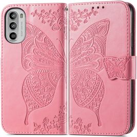 Mobigear Butterfly Motorola Moto G82 Hülle Klapphülle Geldbörse - Pink