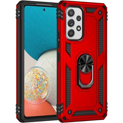 Mobigear Armor Ring Samsung Galaxy A53 Hardcase Backcover Shockproof mit Ringhalter - Rot