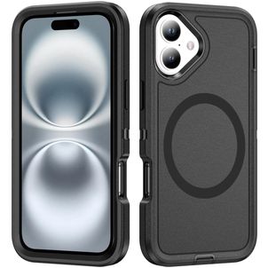 Mobigear Rugged Mag iPhone 16 MagSafe Hülle Hardcase Backcover Stoßfest - Schwarz