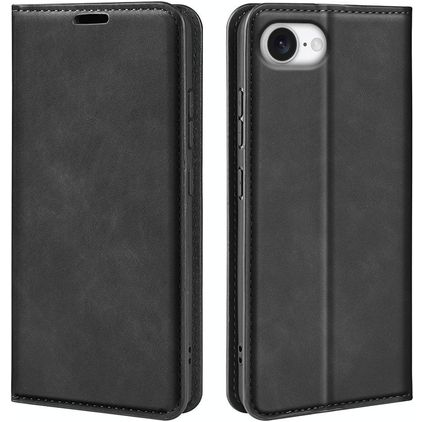 Mobigear Retro Slim iPhone 16e Hülle Klapphülle Geldbörse - Schwarz