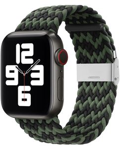 Mobigear Braided Nylon Apple Watch Armband Klappschließe - 49/46/45/44 mm - Schwarz / Grün