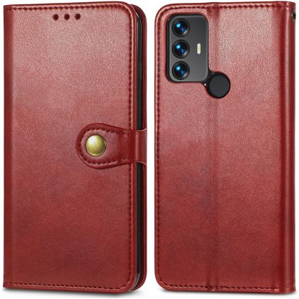 Mobigear Snap Button TCL 30 SE Hülle Klapphülle Geldbörse - Rot