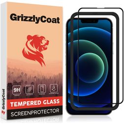 GrizzlyCoat Easy Fit iPhone 13 Panzerglas Gehärtetes Glas Displayschutz - Hüllenfreundlich + Applikator - Schwarz