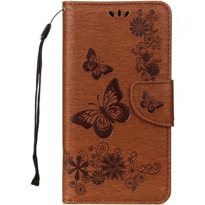 Mobigear Butterfly Samsung Galaxy A8 (2018) Klapphülle Portemonnaie - Braun