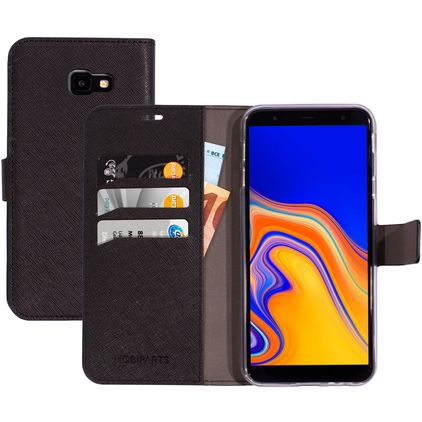 Mobiparts Saffiano Wallet Samsung Galaxy J4 Plus Klapphülle Portemonnaie - Schwarz