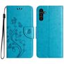 Mobigear Flowers Samsung Galaxy A36 Hülle Klapphülle Geldbörse - Blau