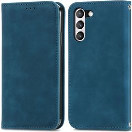 Mobigear Retro Slim Samsung Galaxy S21 FE Hülle Klapphülle Geldbörse - Blau