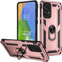 Mobigear Armor Ring Samsung Galaxy A73 Hülle Hardcase Backcover Stoßfest mit Ringhalter - Roségold